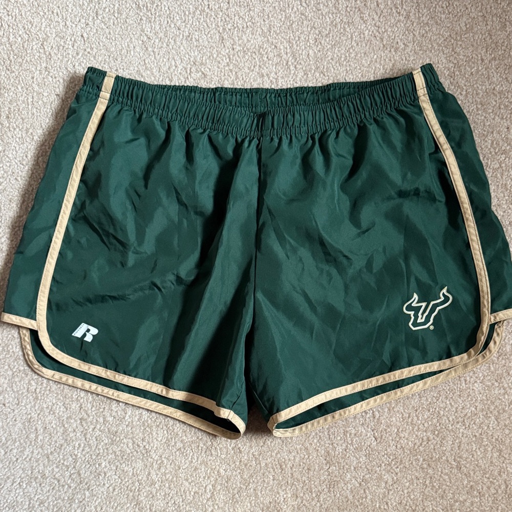 Russell Athletic Dark Green USF BULLS Women's Athletic Shorts
